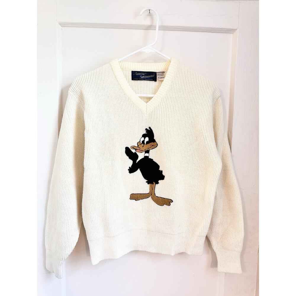 Vintage 1960s Daffy Duck American Characters Warner Brothers Tufted 3D Sweater